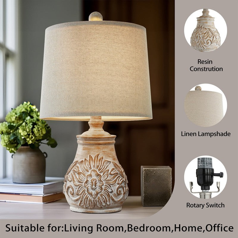 Set of 2 18.5" Retro Farmhouse Table Lamps Resin for Bedroom & Living Room1