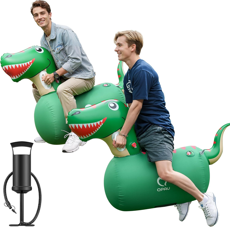 Inflatable Bouncy Dinosaur 2 Pack w/ Hand Pump Ride On Animal Toy 220lbs11