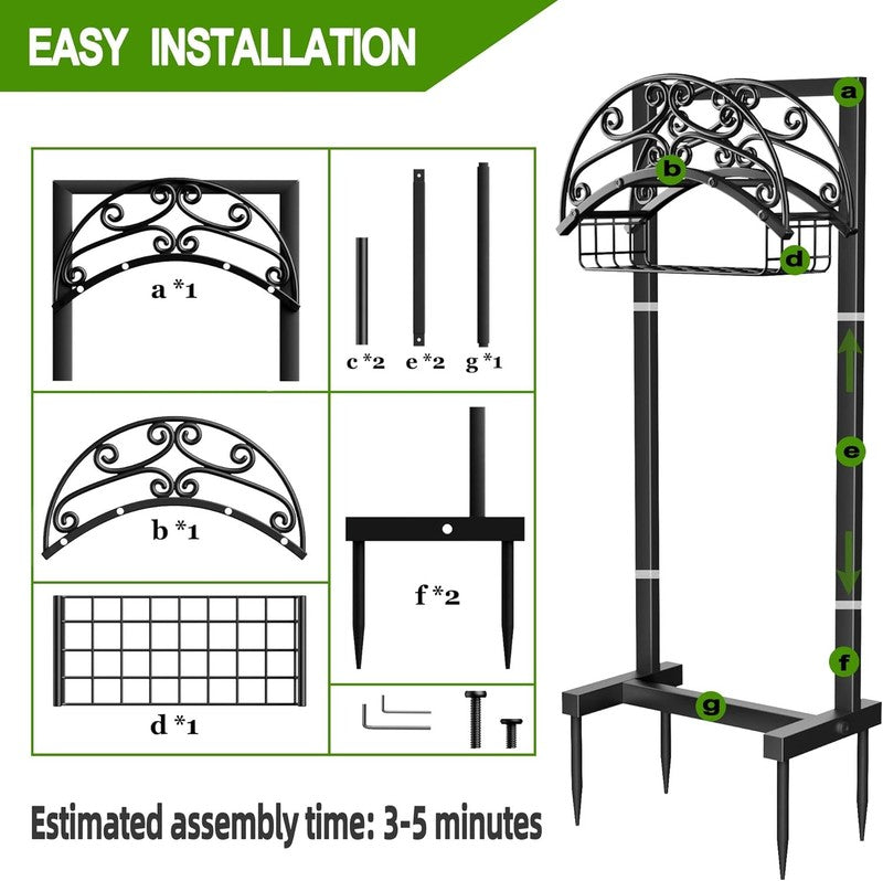 Garden Hose Holder   Upgraded Water Hose Holder Stand with Storage Basket Holds 2