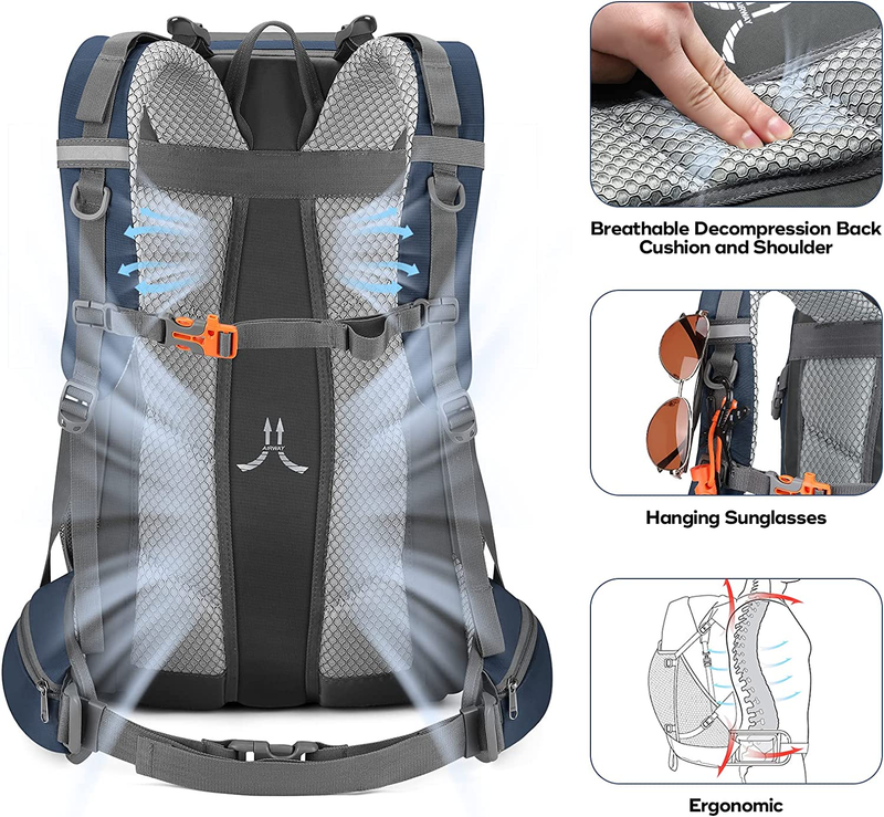 40L Waterproof Hiking Backpack Camping Travel Daypack Blue3