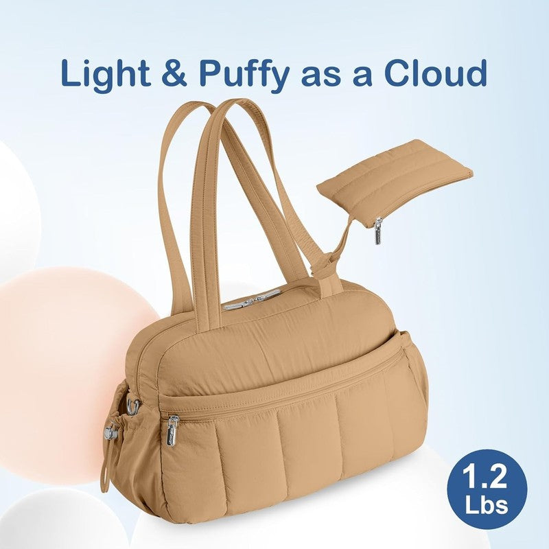 Travel Duffel Bag Women Puffer Gym Weekender Wet Pocket Carry On Khaki3