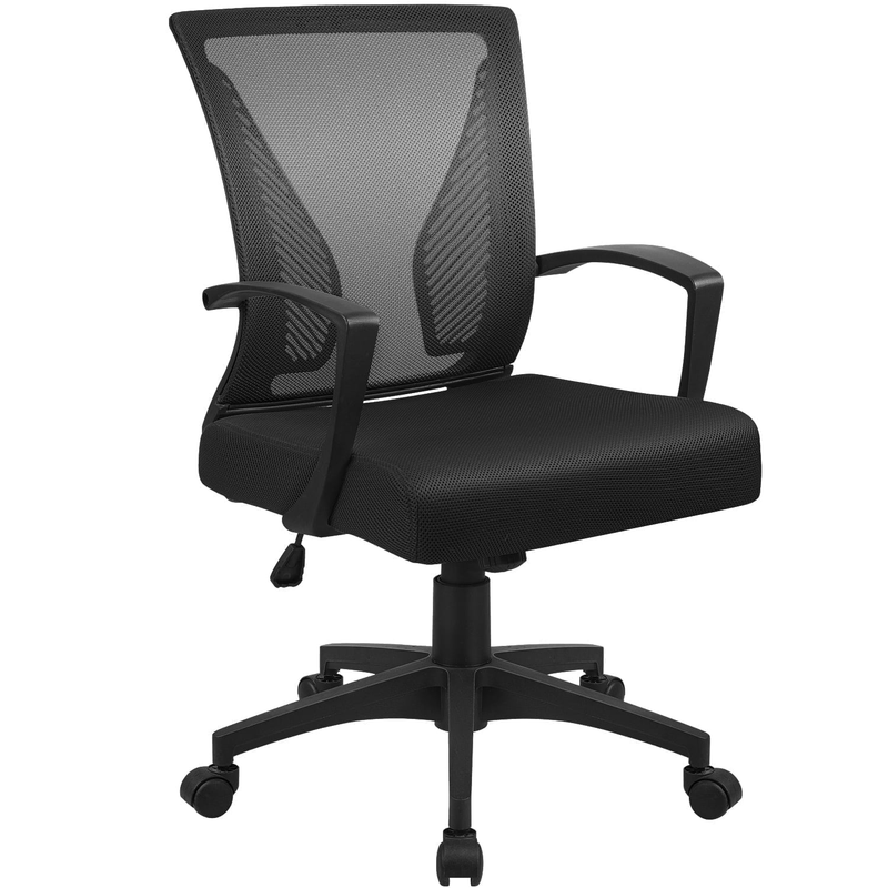 Office Chair Mid Back Swivel Lumbar Support Desk Chair, Height Adjustable Comput0