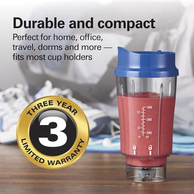 Portable Blender 14Oz BPA Free Cup w/ Lid, Stainless Blades, Blue 51132G4