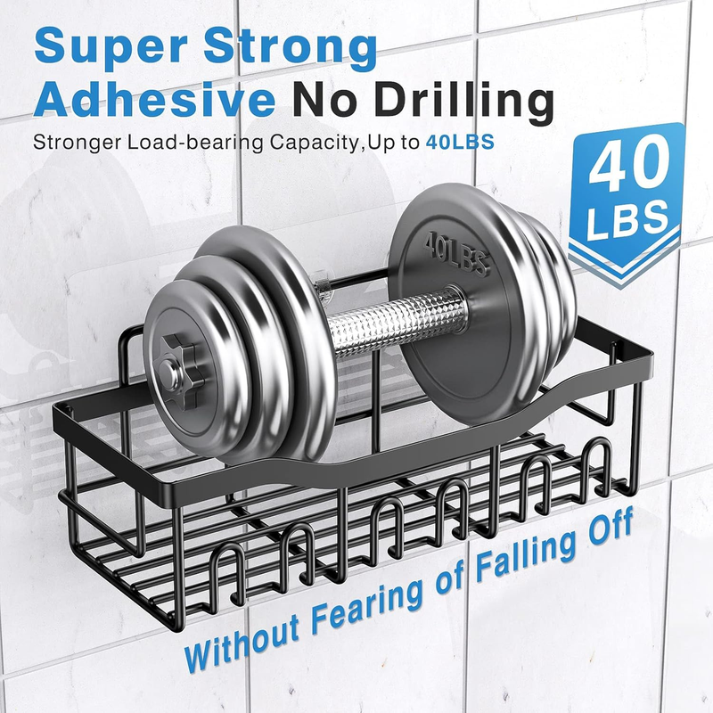 Adhesive Shower Caddy, 5 Pack Rustproof Stainless Steel Bath Organizers with Lar3