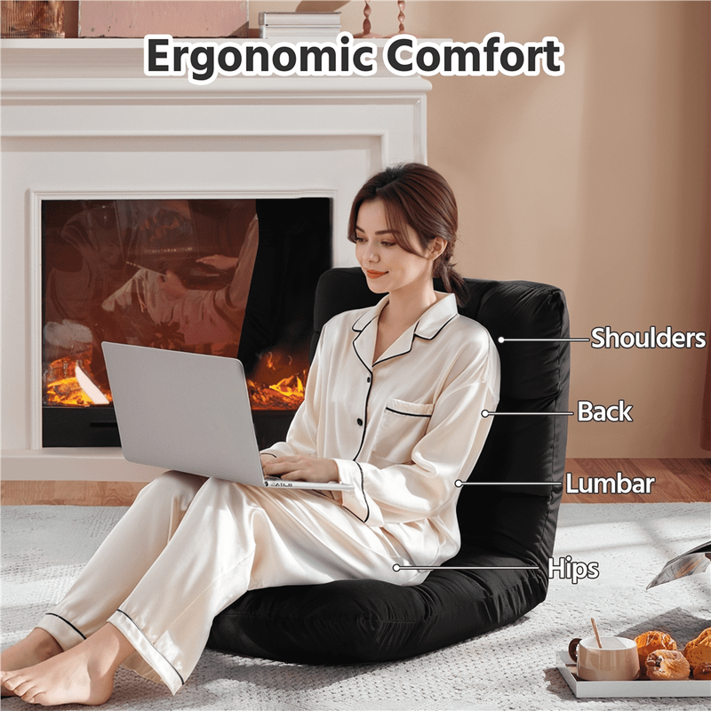 Floor Folding Gaming Chair Recliner 14 Position Adjustable Lazy Sleeper Black5