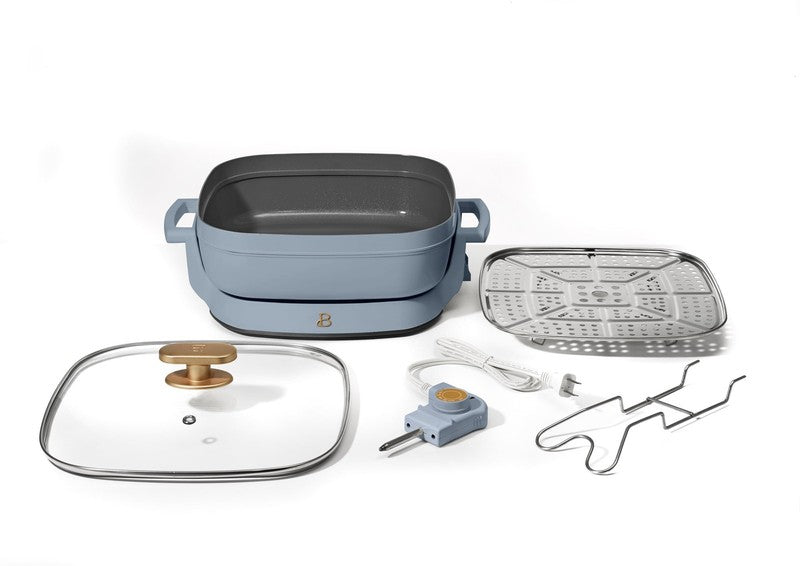 5 in 1 Electric Skillet Expandable to 7 Qt w/ Glass Lid Cornflower Blue10