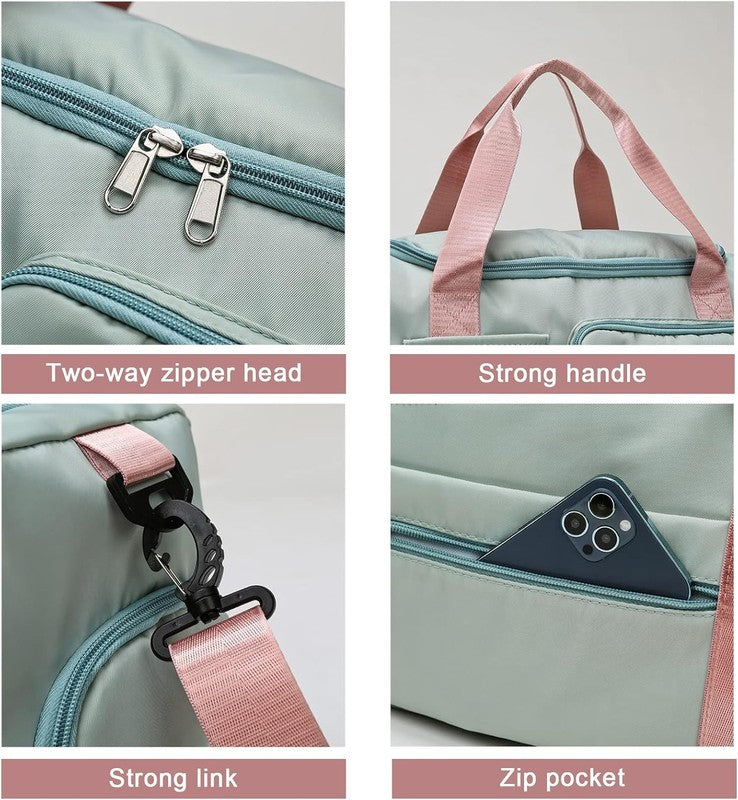 Women Gym Duffle Bag Travel Weekender Carry On w/ Shoe Compartment3