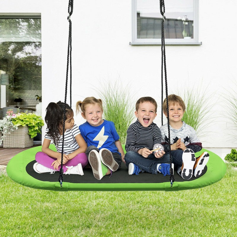 60" Saucer Tree Swing, Adjustable Outdoor Kids Giant Oval Platform, Green4