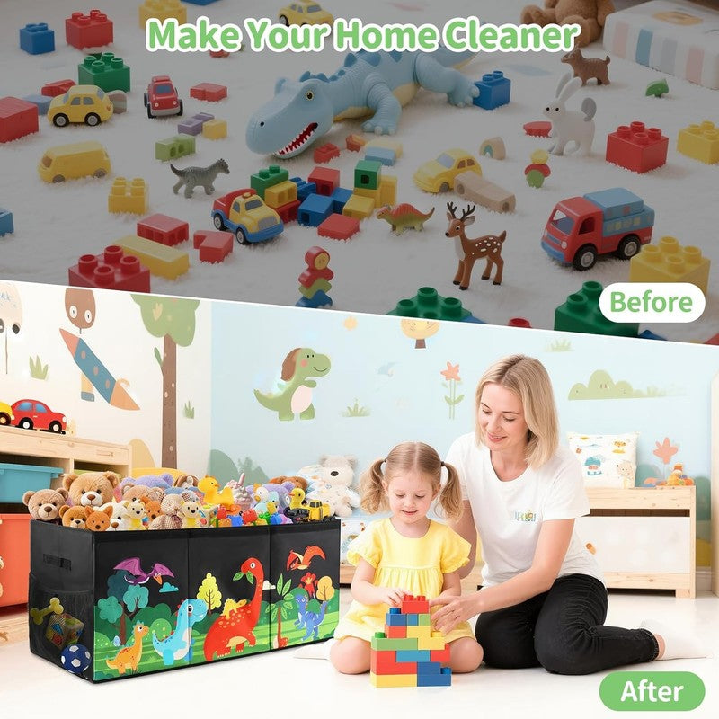 Extra Large Kids Toy Box Foldable Dinosaur Storage Bin Organizer Black6
