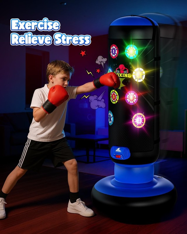 Kids Punching Bag with LED Scoring Lights Music Boxing Toy Ages 4 123