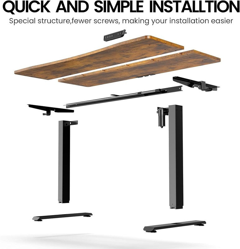 55x28 Electric Standing Desk Adjustable Height Sit Stand Home Office Brown6