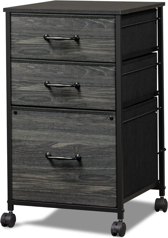 Mobile File Cabinet, Rolling Printer Stand with 3 Drawers, Fabric Vertical Filin0