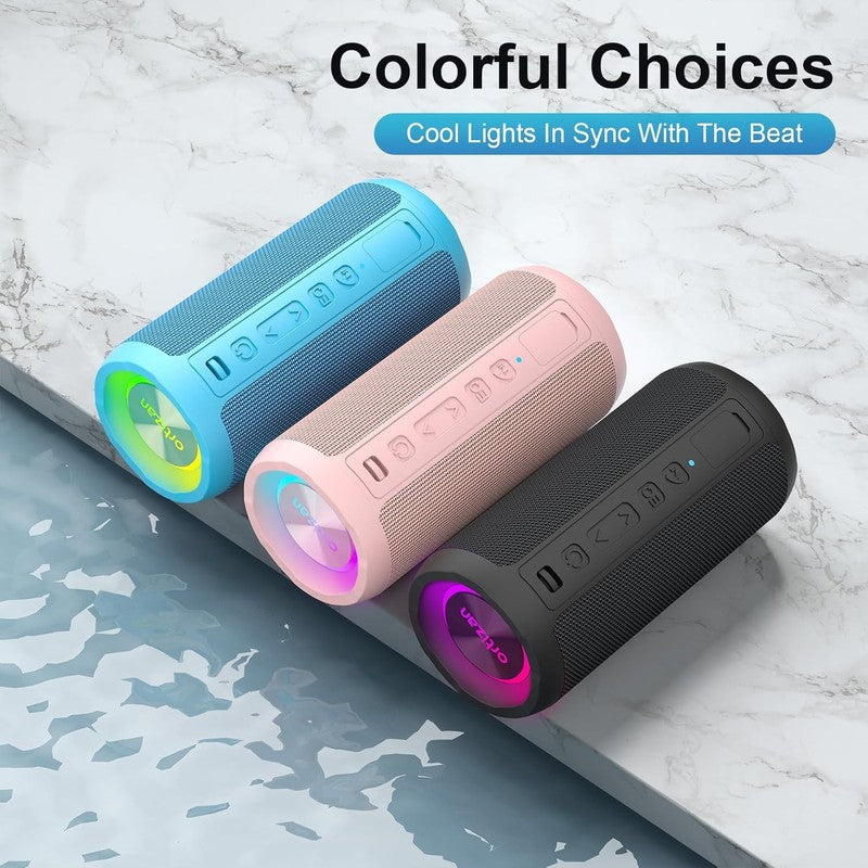 24W Bluetooth Speaker, IPX7 Waterproof, 30H Playtime, 360° Light, Stereo, Blue6