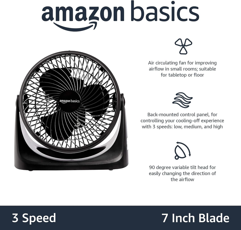 Air Circulator Desk Fan 90° Tilt 3 Speed Home Office 35W Lightweight Black1