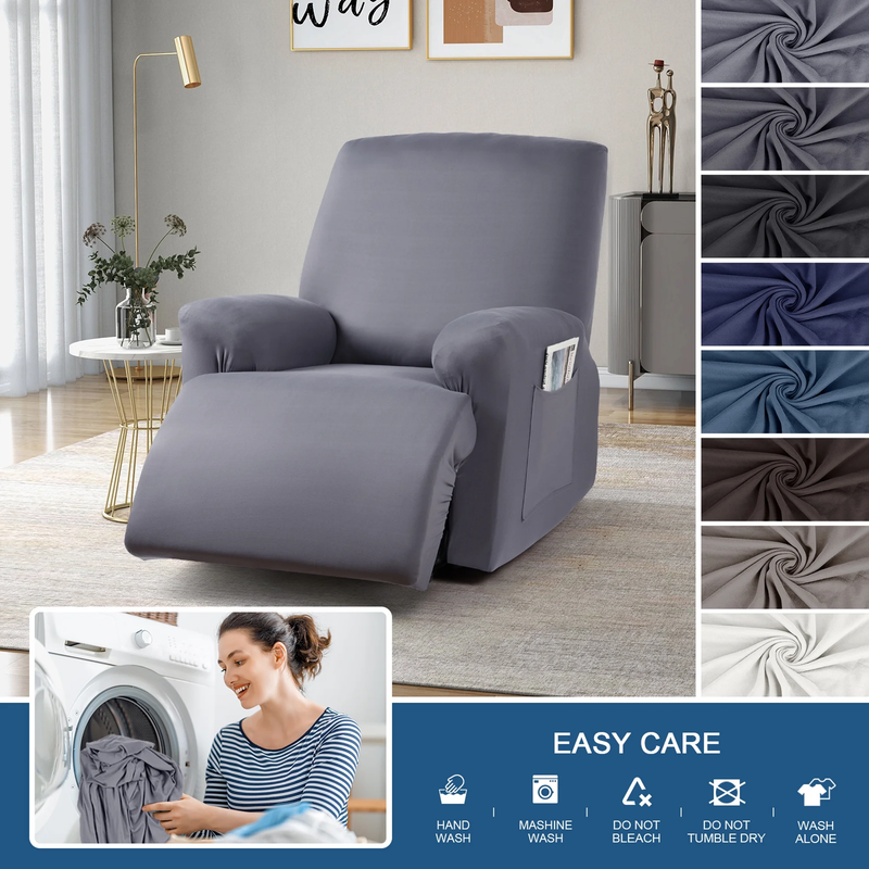 3-Piece Light Gray Recliner Chair Slipcover Stretch Couch Sofa Cover8