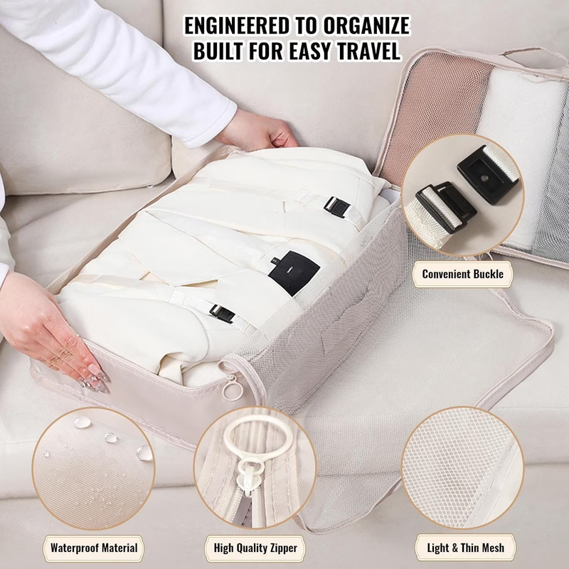 8 Set Packing Cubes, Luggage Packing Organizers, Packing Cube with Shoe, Cosmeti3