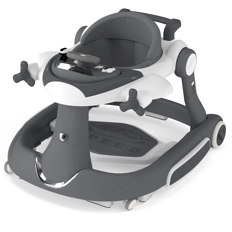 5-In-1 Musical Baby Walker with Wheels, Foldable Baby Walker for Boys Girls, Gre0