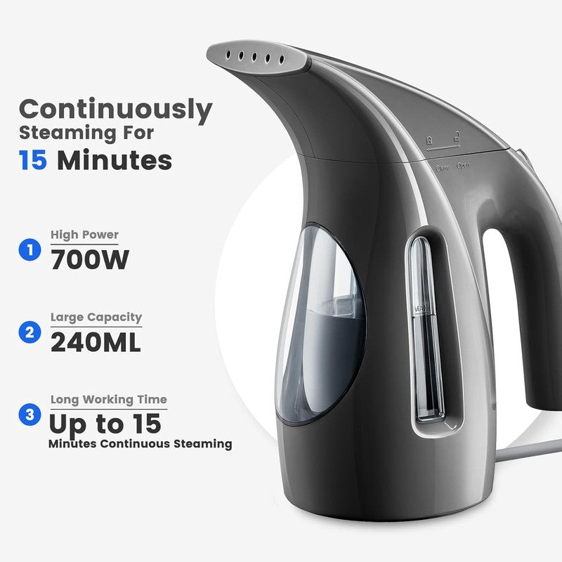 Portable Handheld Clothes Steamer, 700W, 240ml, Wrinkle Remover, Black1