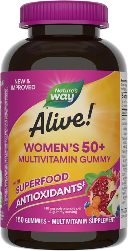 Alive! 50+ Women's Daily Gummy Multivitamins for Heart, Brain & Bones, 150ct9