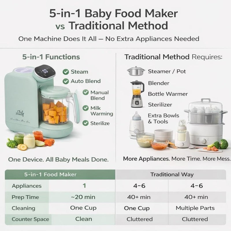 5-in-1 Baby Food Maker Steamer Blender Warmer Auto Cooking BPA-Free Green4