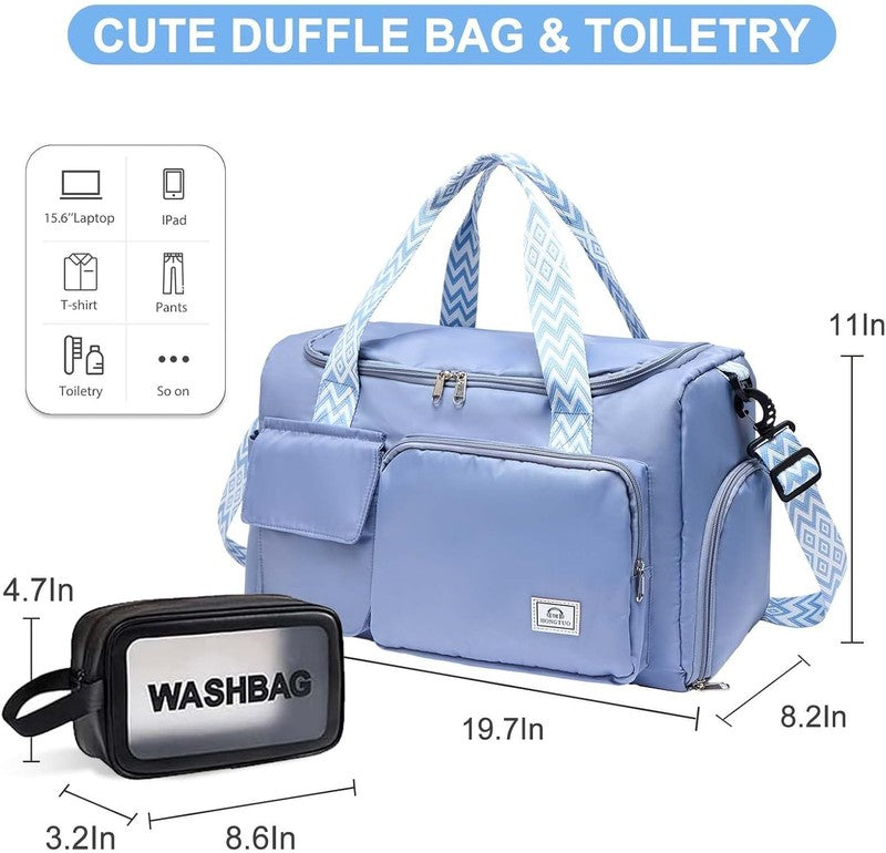 Women Gym Duffle Bag Travel Weekender Carry On w/ Shoe Compartment1