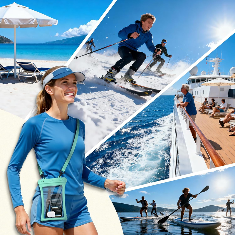 Floatable Phone Pouch 2 Pack Waterproof IPX8 Travel Beach Bag6