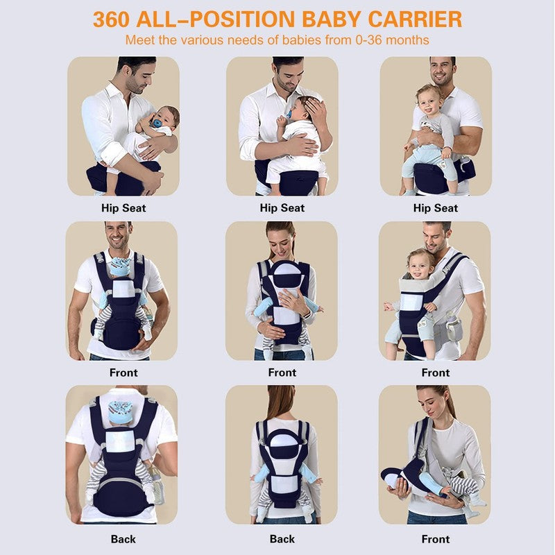 Ergonomic Baby Carrier with Hip Seat for Newborns to Toddlers - Blue4