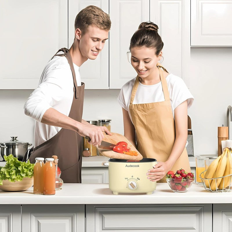 2.5L Electric Hot Pot Nonstick Multicooker Portable Dual Temp Control Beige6