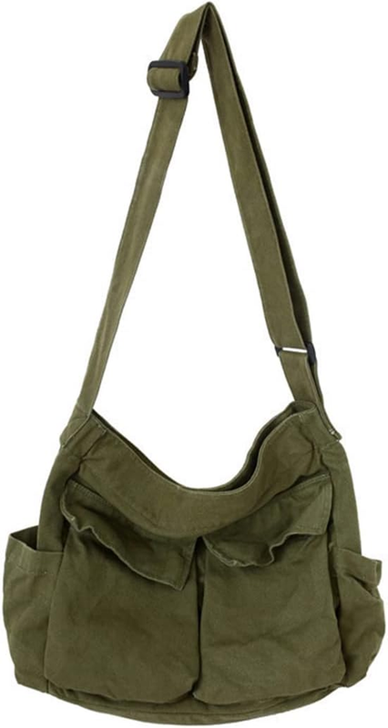 Aesthetic Cute Bag School Vintage Black Canvas Crossbody Laptop Shoulder Bag9