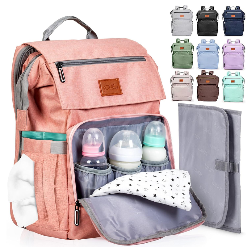 Pink Baby Diaper Bag Backpack Large Waterproof w/ Changing Pad Cute Girl9