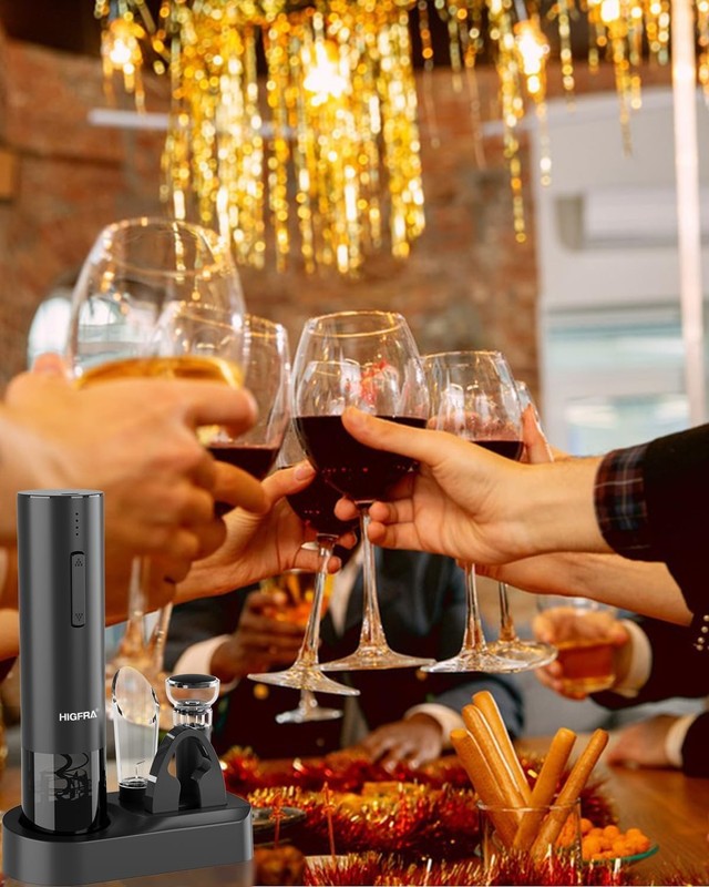 Electric Wine Opener Gift Set – Rechargeable Automatic Corkscrew with Aerator, V6