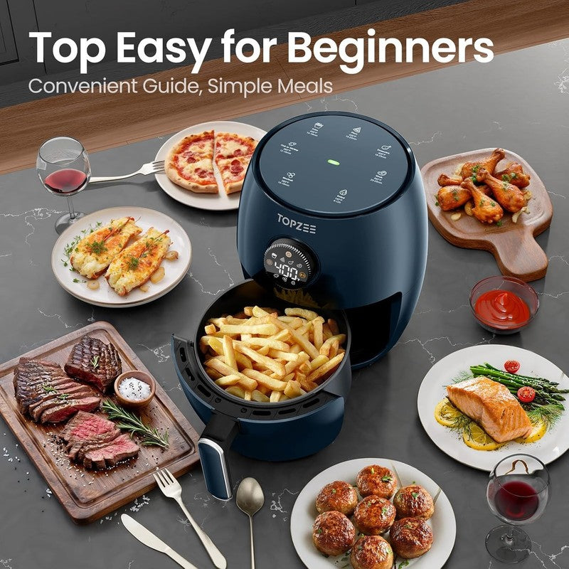 2.1Qt Small Air Fryer 4-in-1 Digital Nonstick Dishwasher Safe BPA-Free Dark Blue5
