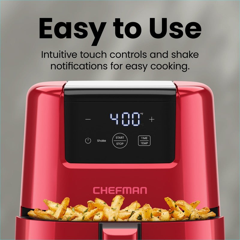2 Qt Compact Air Fryer W/ Digital Display and Shake Reminder - Red6