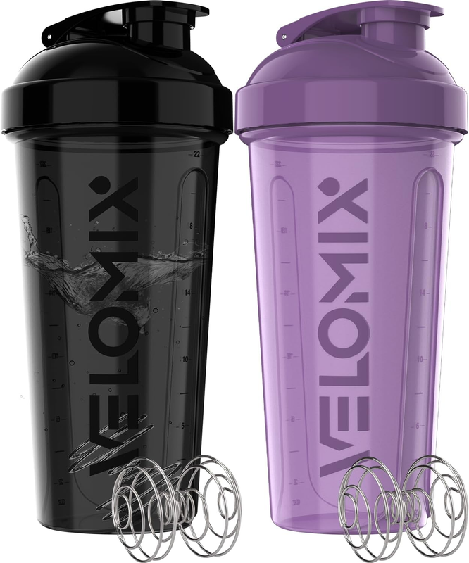 2 Pack 28oz Protein Shaker Bottles Wire Whisk Leakproof Purple Black10