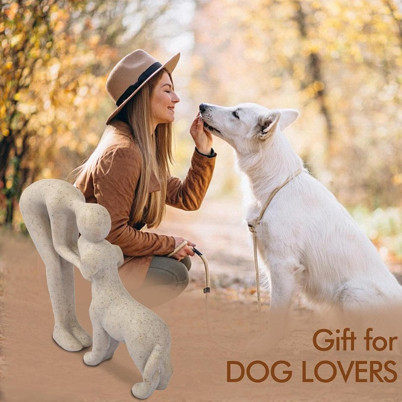 Dog Sculpture Home Decor Cute Man and Dog Statue Decoration for Office、Living Ro1