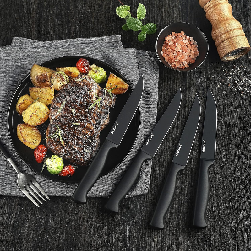   Knife Sets,German Stainless Steel Knife Block Sets with Built In Sharpener, Bl3