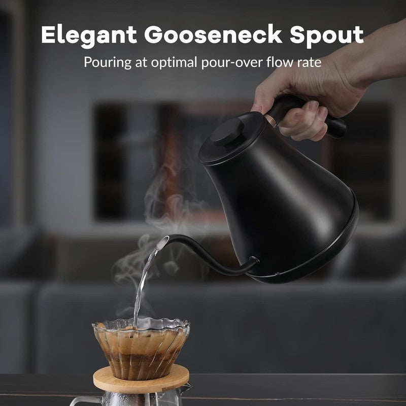 Gooseneck Electric Kettle 0.8L 1200W Matt Black Temp Control Auto Shut Off4