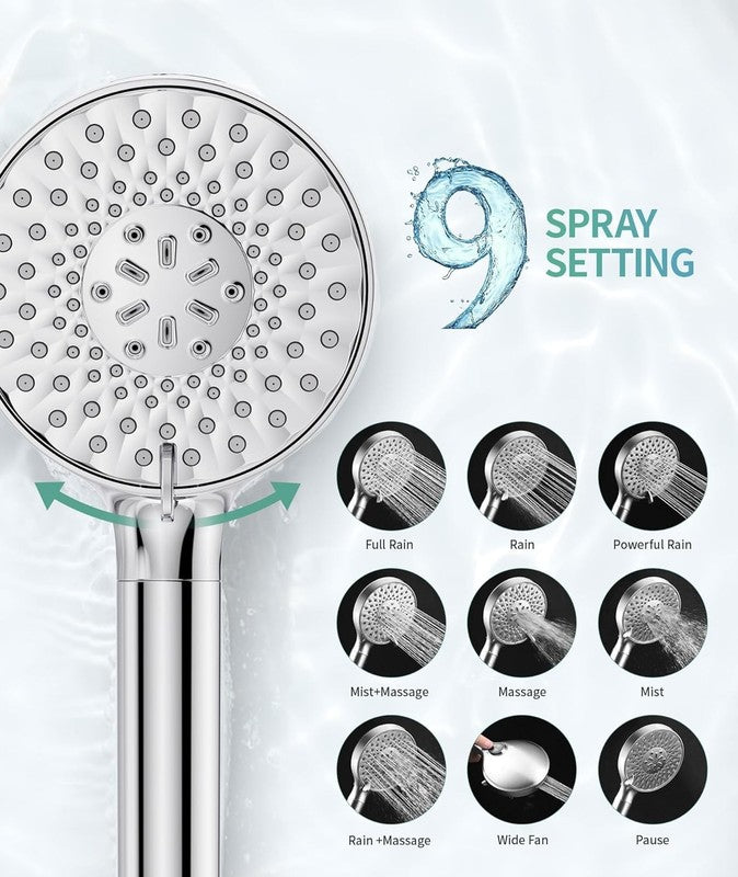 Filtered Shower Head Combo w/ Handheld High Pressure 9 Spray Mode for Hard Water3