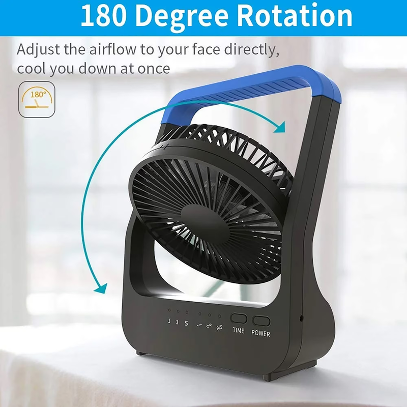 Battery Operated Camping Fan D Cell Portable Desk Fan 3 Speed Timer Blue6