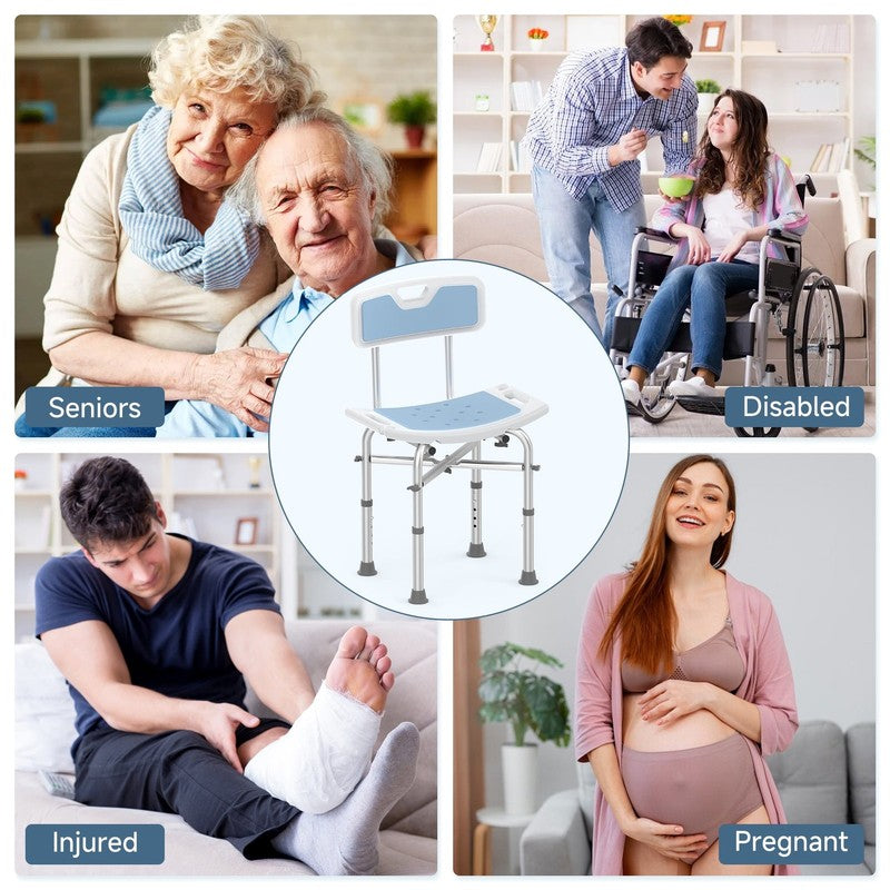 Heavy Duty Shower Chair with Back 500lb Padded Adjustable Bath Stool8