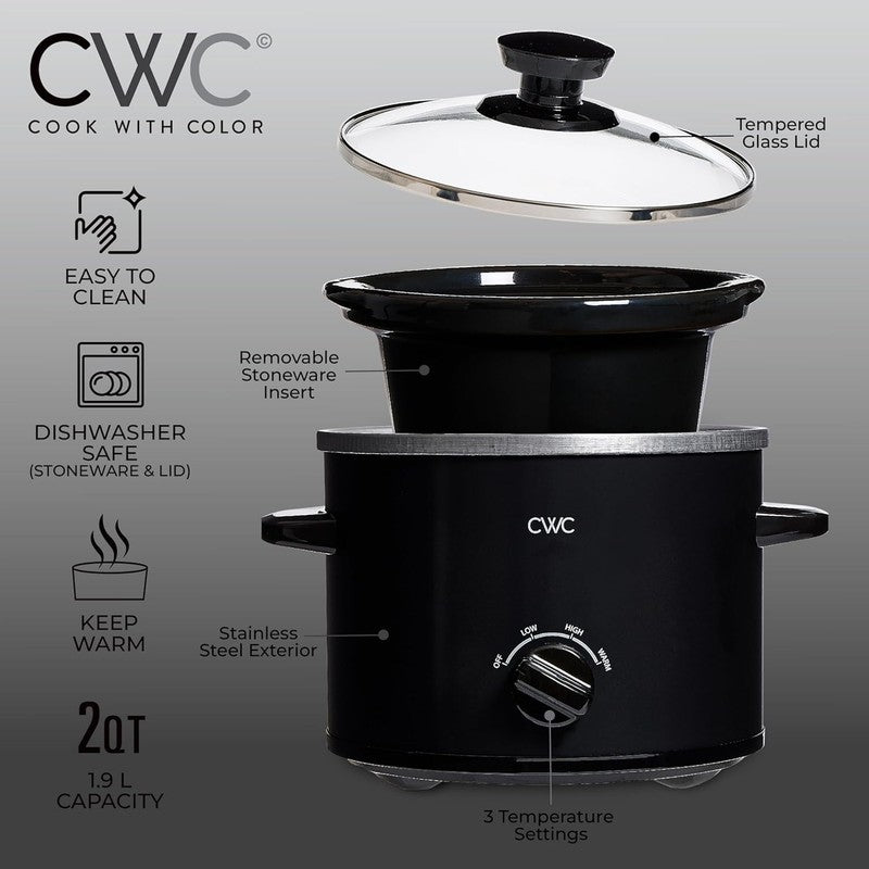 Slow Cooker, Crock Pot, 2-Quart Removable Stoneware Mini Crock Pot, Black4