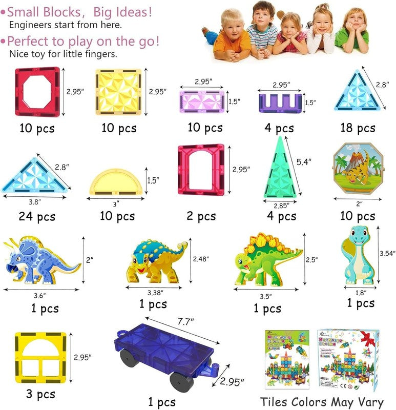 110PCS Magnetic Tiles Building Blocks STEM Toy Educational Kit Ages 3–9+3