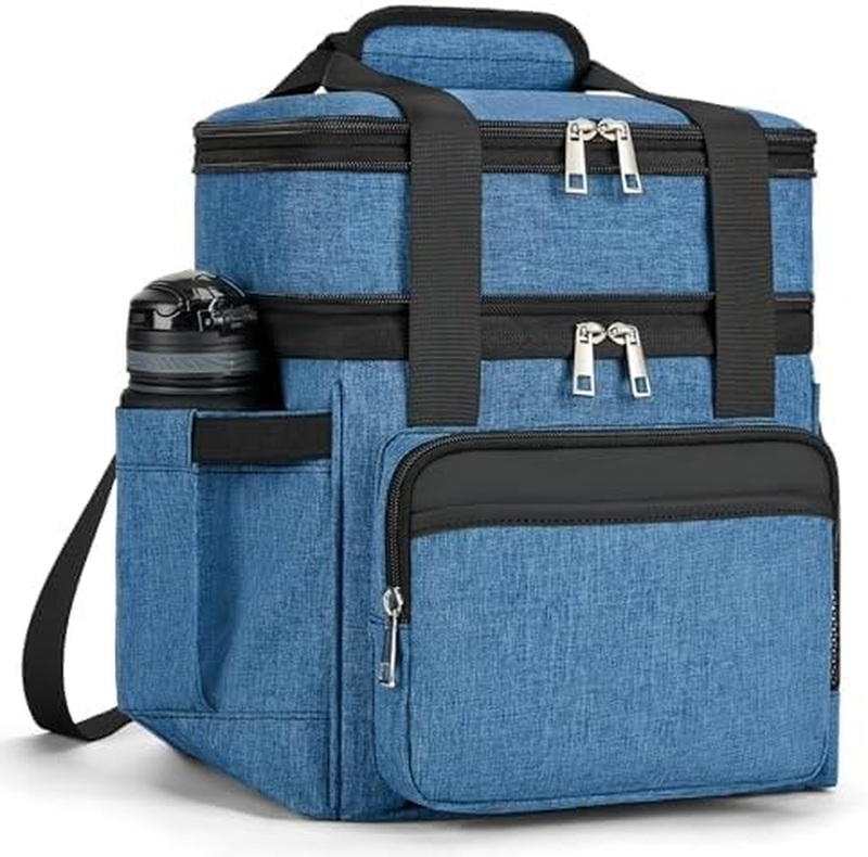 Insulated Lunch Bag & Box 15L Double Deck Reusable Cooler Tote Leakproof Blue8