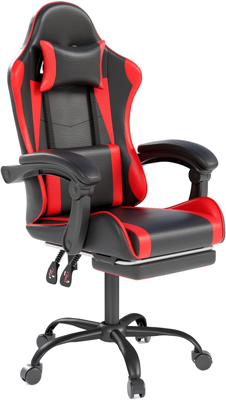 Gaming Chair w/ Headrest Lumbar Support Ergonomic High Back Office Red Black0