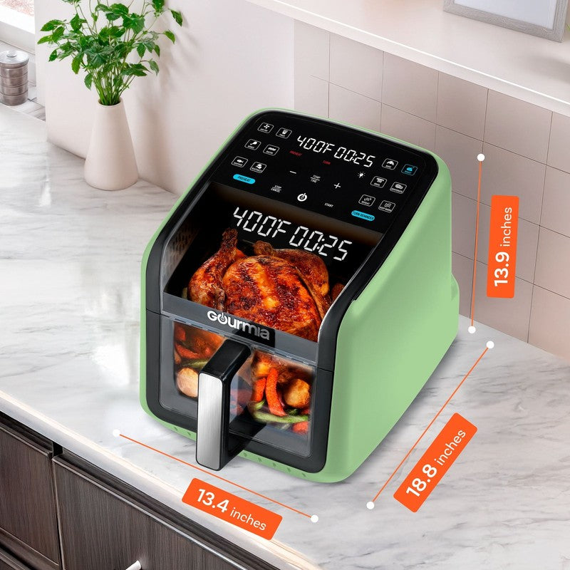 7QT Digital Air Fryer Panoramic View Window 12 Preset Touch Screen Cooker Green8