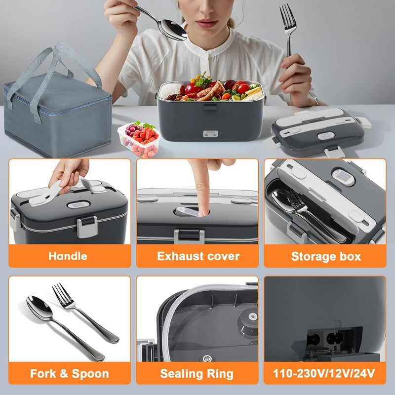 Electric Lunch Box 100W 1.8L Heated Food Warmer Portable 12/24V 110 230V3
