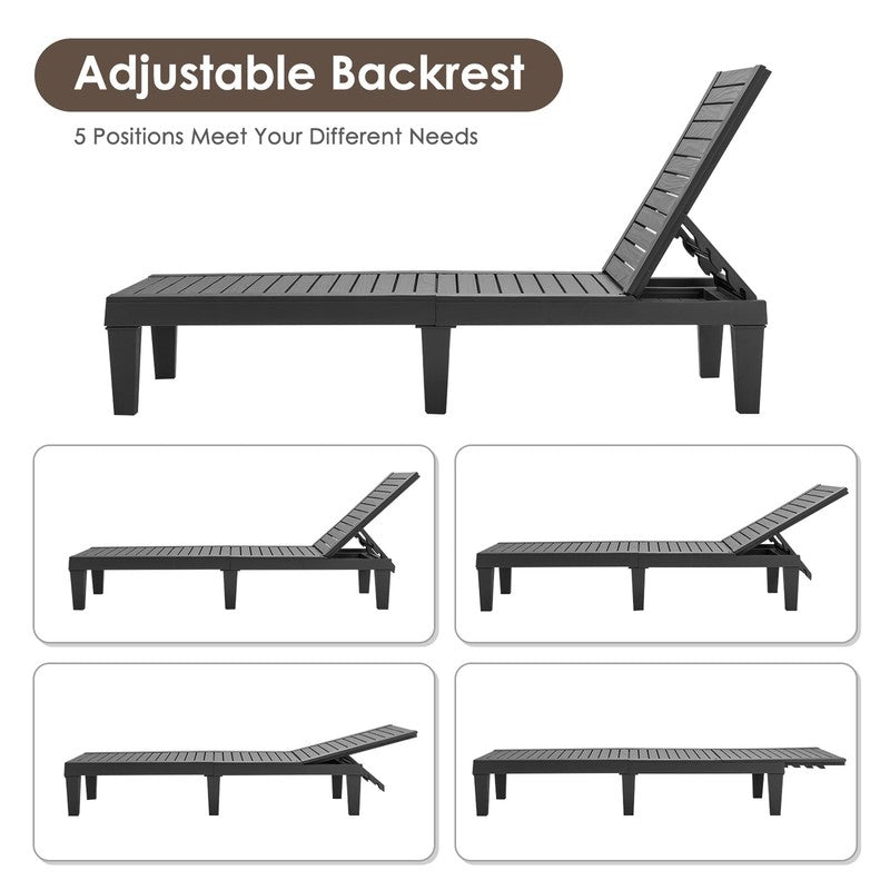 Patio Outdoor Chaise Lounge Chair Recliner W/ Adjustable Backrest Black4
