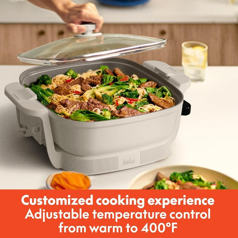 1200W Electric Skillet w/ Ceramic Coating Glass Lid Adjustable Temp4