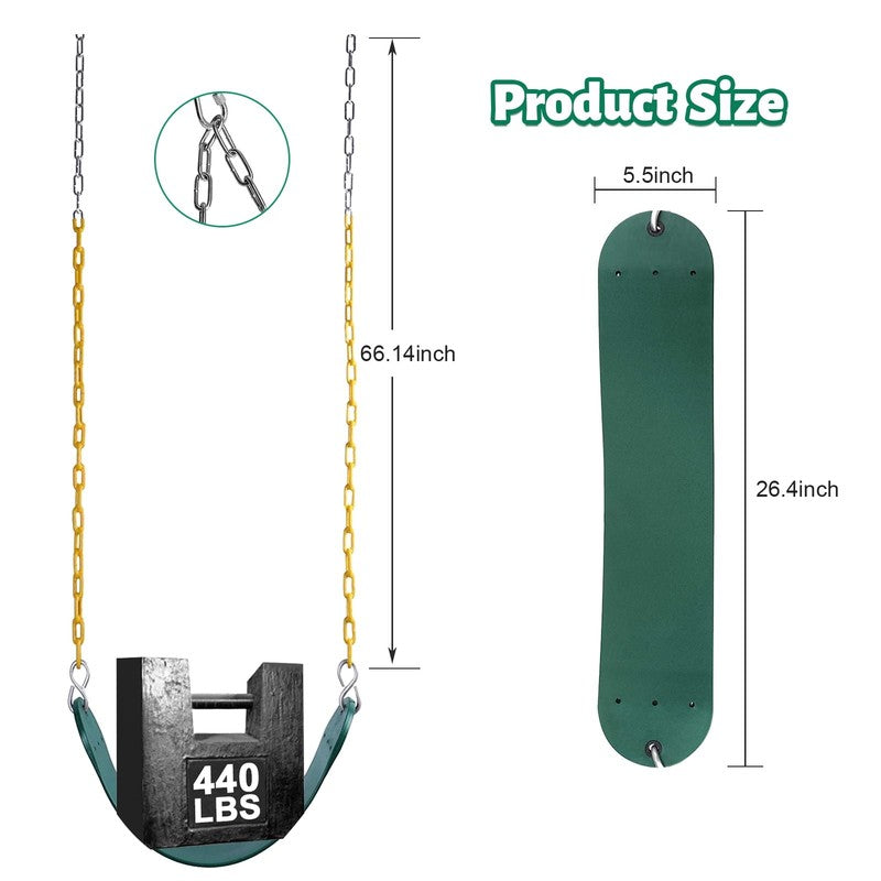 2Pcs Heavy Duty Outdoor U Swing Seats w/ Adjustable Chains, 660lb Capacity5