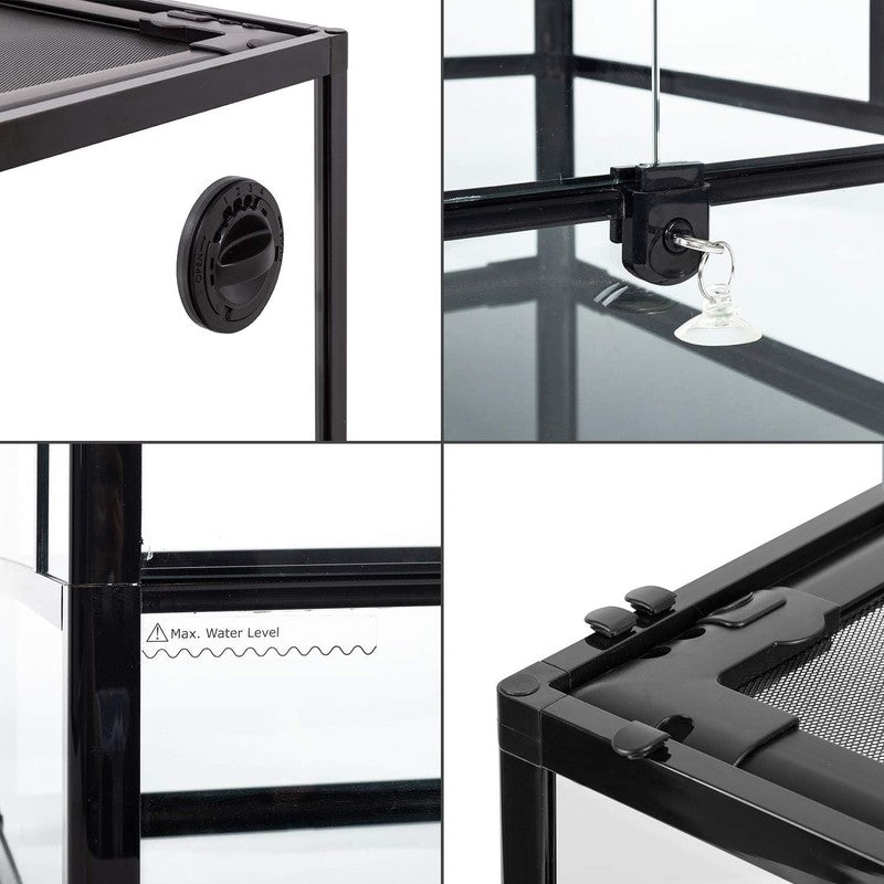 30 Gal Reptile Glass Terrarium Front Opening Double Door Screen Vent 18x18x241